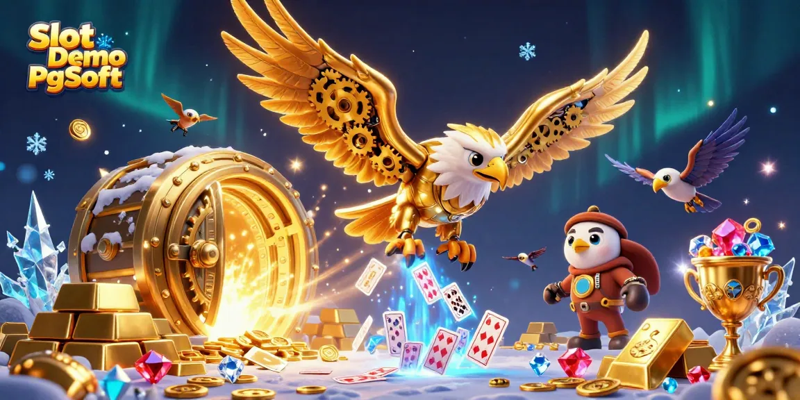 Unleashing fun with Slot Demo Pg Soft featuring a cybernetic eagle amidst dazzling casino elements.