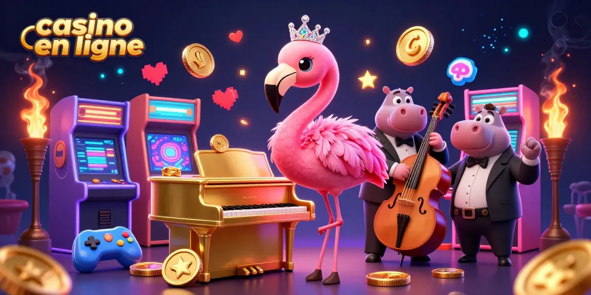 Casino en ligne : la chanteuse flamant rose captivante dans une scène de jeu vibrante.
