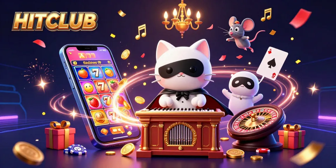 Engage in thrilling slots at HITCLUB with a spectacular 3D casino illustration capturing excitement.