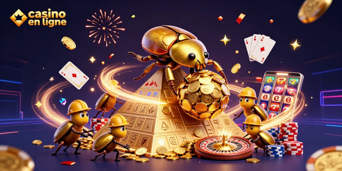 Découvrez un casino en ligne animé par des coccinelles dorées et des jeux captivants, avec des pièces et des jetons étincelants.
