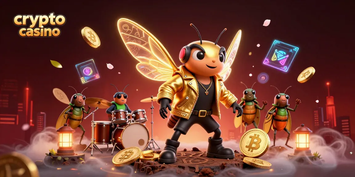 Vivi l'esperienza del crypto casino con personaggi animati in un'illustrazione vibrante e dettagliata.
