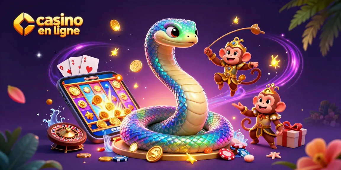 Jouez en ligne dans un casino en ligne animé avec une créature magique et des jeux de cartes.