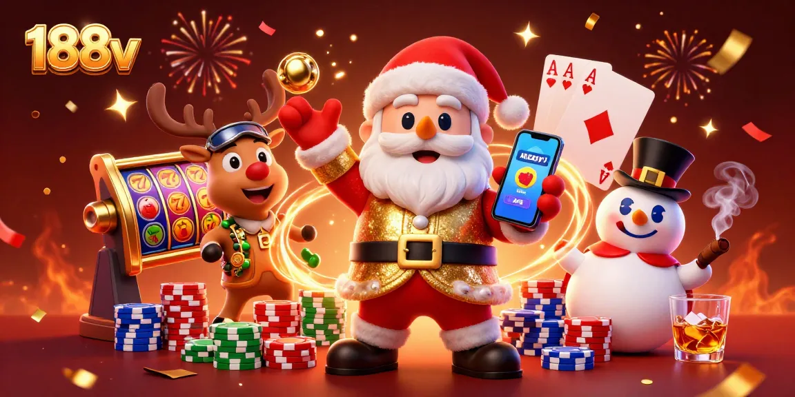 Experience exciting jackpots with 188v featuring Santa, reindeer, and slot reels!