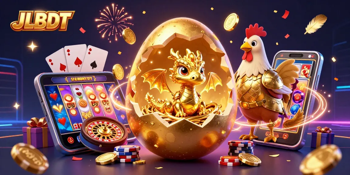 Engage with JLBDT's thrilling casino scene featuring a golden dragon and abundant gaming elements.