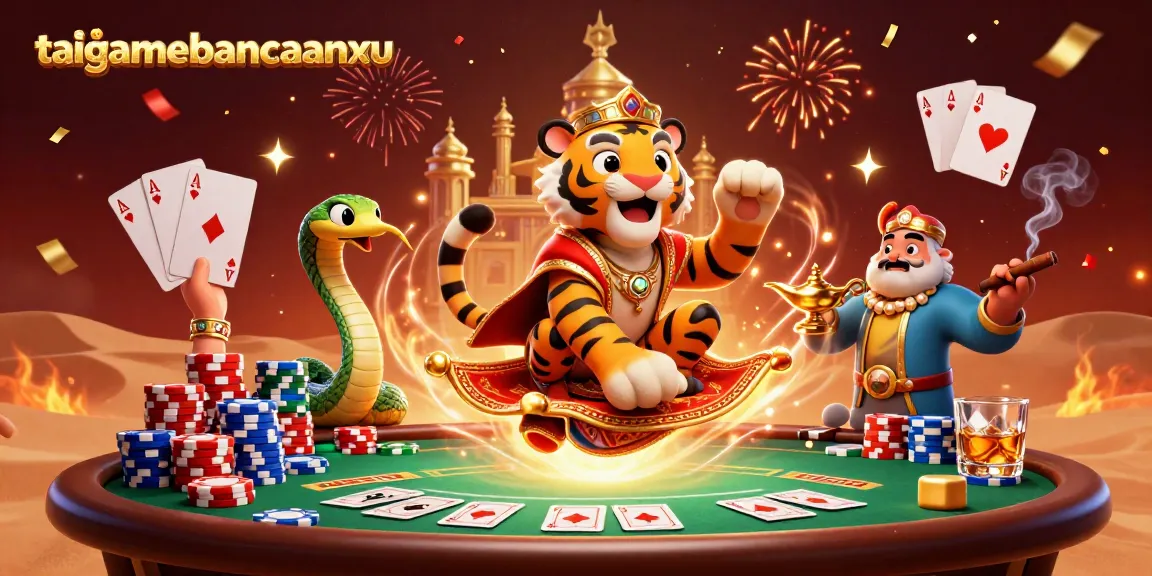 Engage with taigamebancaanxu through a vibrant casino scenario featuring an Arabian-themed sultan.