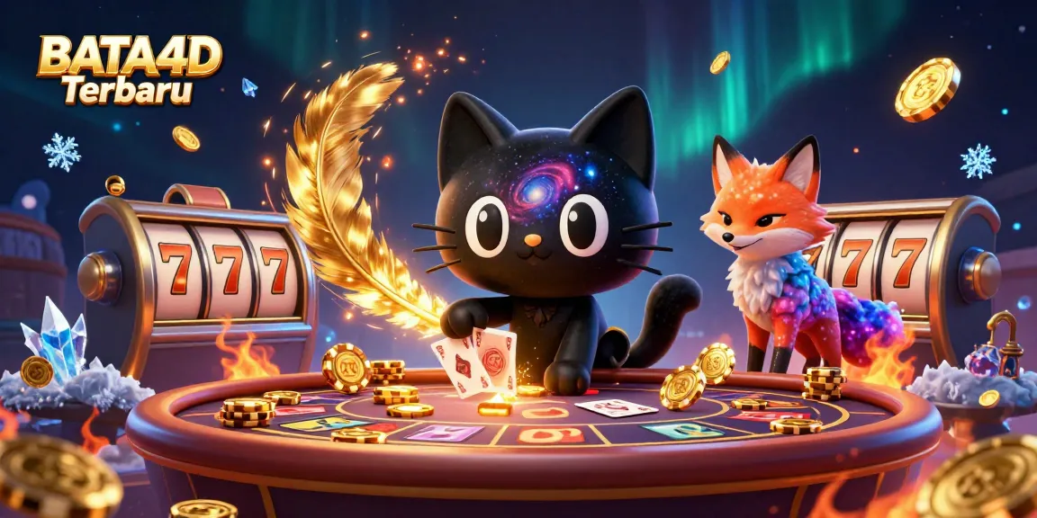 BATA4D Terbaru entertains players with a cosmic casino filled with vibrant characters and gold chips.