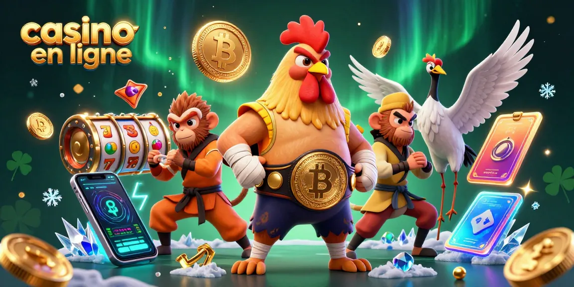 Visitez le casino en ligne avec un combat épique entre un coq Muay Thai et un singe Shaolin.