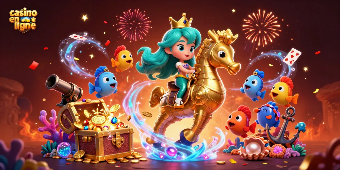 Profitez des jeux de casino en ligne avec une princesse sirène et des poissons pirates dans un décor sous-marin coloré