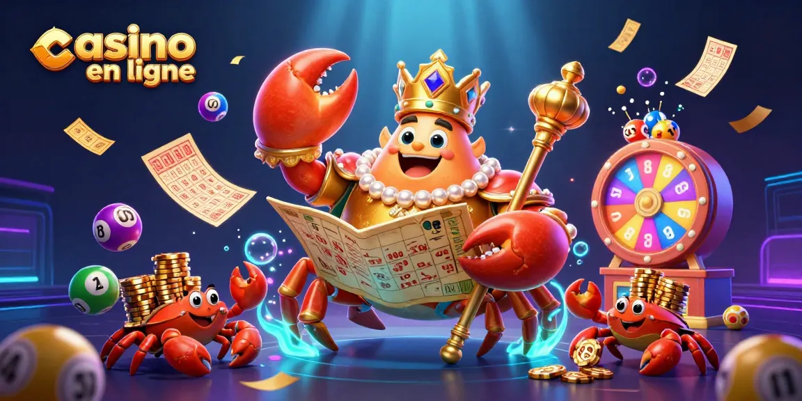 Jouez au casino en ligne avec le crabe empereur doré amid des billets et des lots.