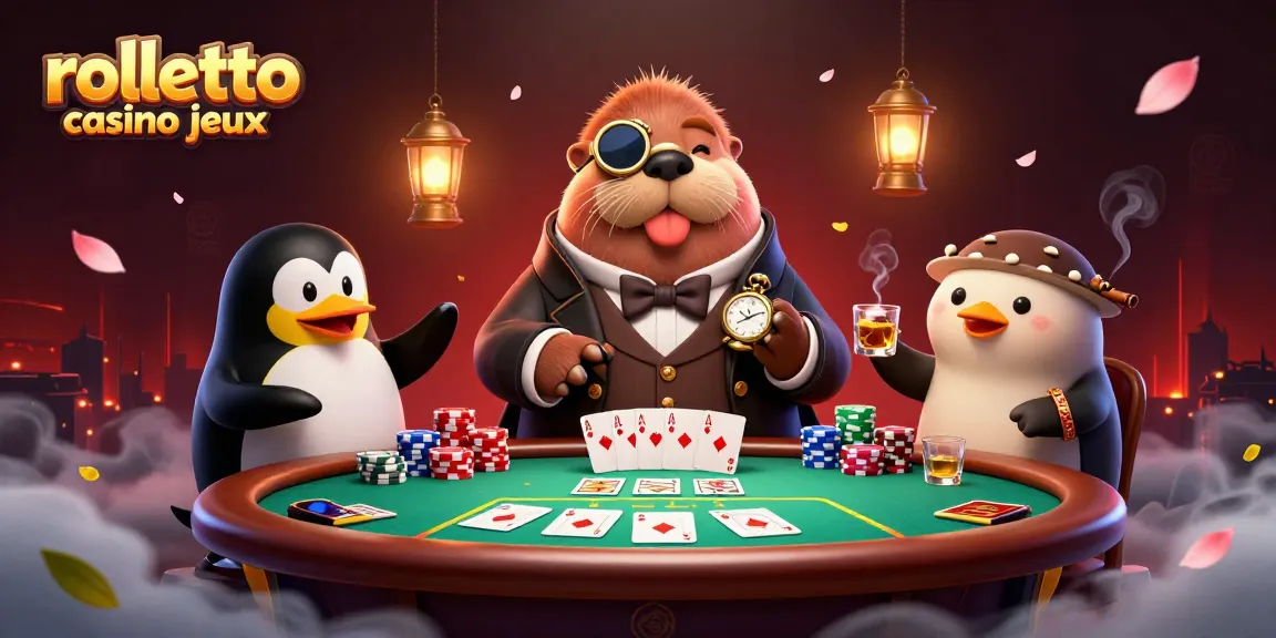 Jouez à rolletto casino jeux avec une scène vibrante de poker illustrée en 3D.