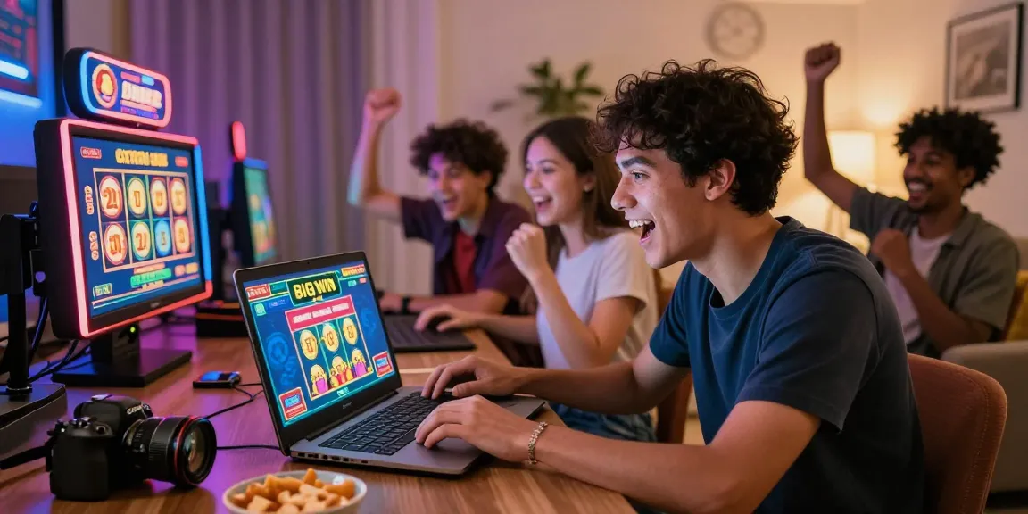Exciting gameplay at tempototo with friends enjoying online gambling and vibrant graphics in a cozy living room.
