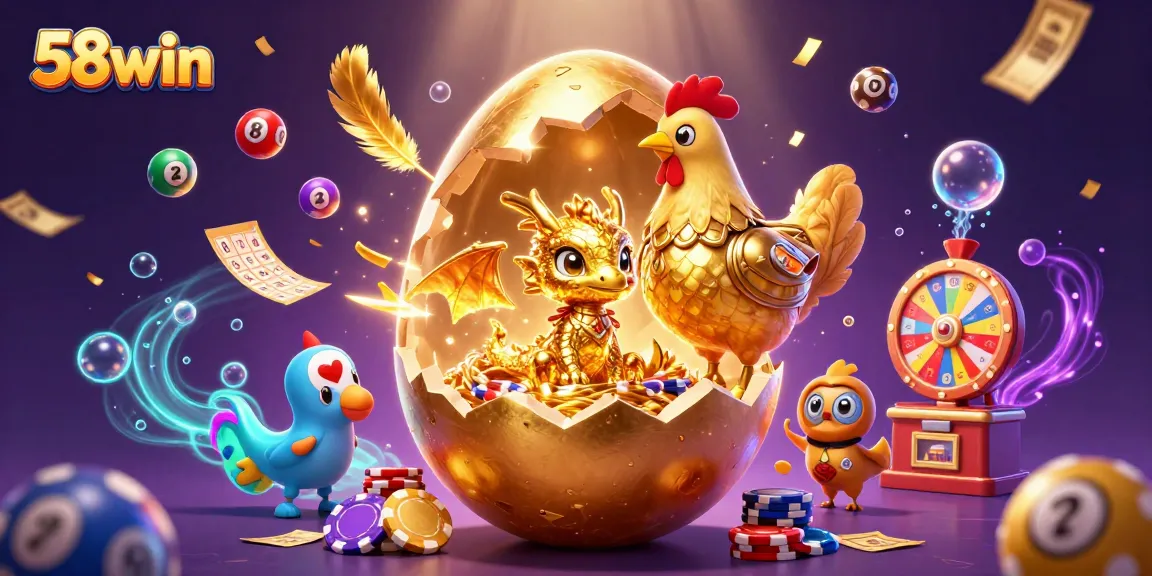 Experience the excitement of 58win with a golden dragon surrounded by vibrant casino elements.