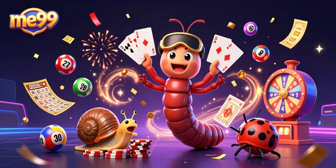 Join the excitement at me99 with a cartoon dealer fanning cards amidst vibrant casino elements!