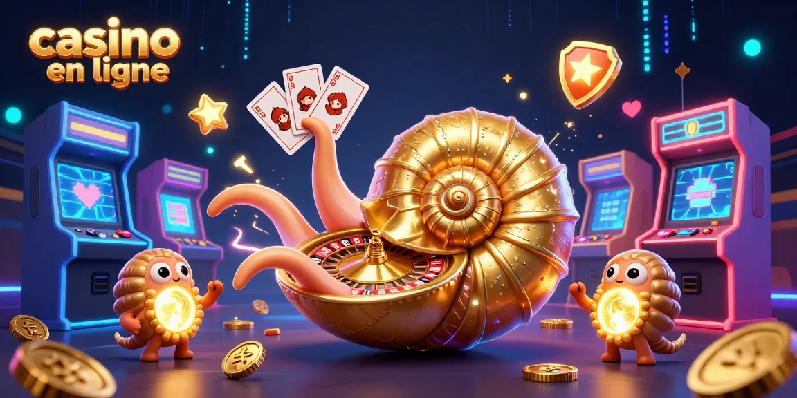 Jouez au casino en ligne avec notre illustration d'un nautile géant articulé autour d'une roulette.
