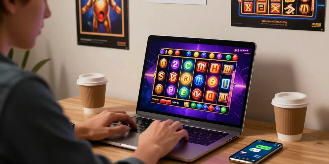 Pengguna bermain game slot di jnetoto dengan antusias dalam suasana nyaman dan penuh warna.