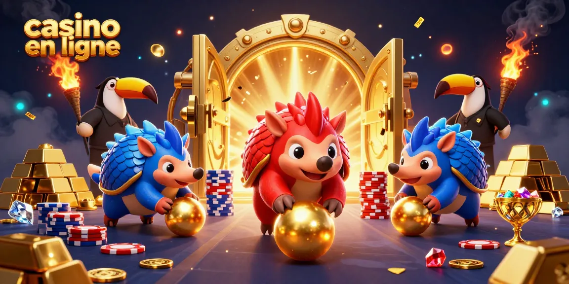 Les pangolins rivalisent au casino en ligne, roulant des boules d'or et jonglant avec des jetons.