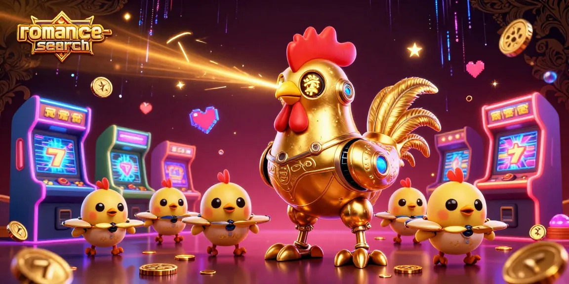 Win big in the romance-search game with vibrant 3D arcade elements and golden rooster robots.